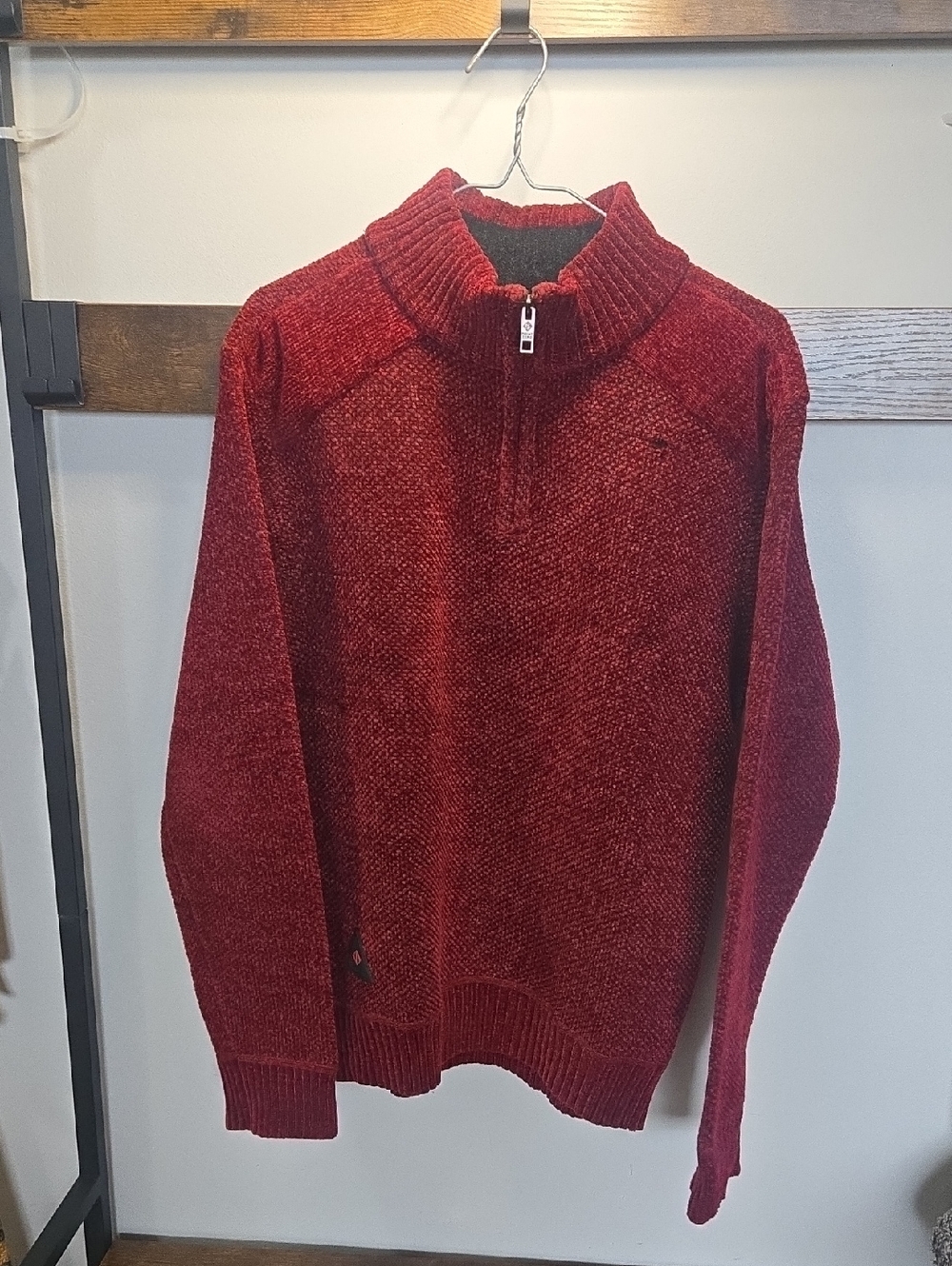Point Zero Men's Maroon Half-Zip Knit Sweater